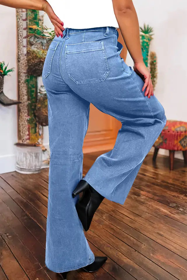 Wide Leg Raw Hem Jean