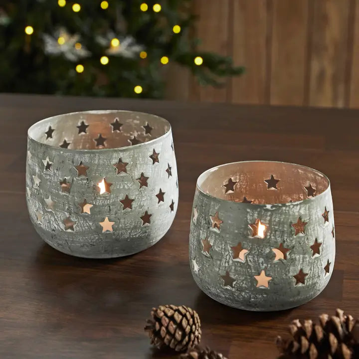 Seasons Crest Metal Star Candle Holders - Set of 2