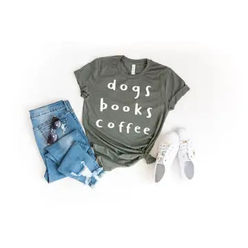Dogs Books Coffee Tee