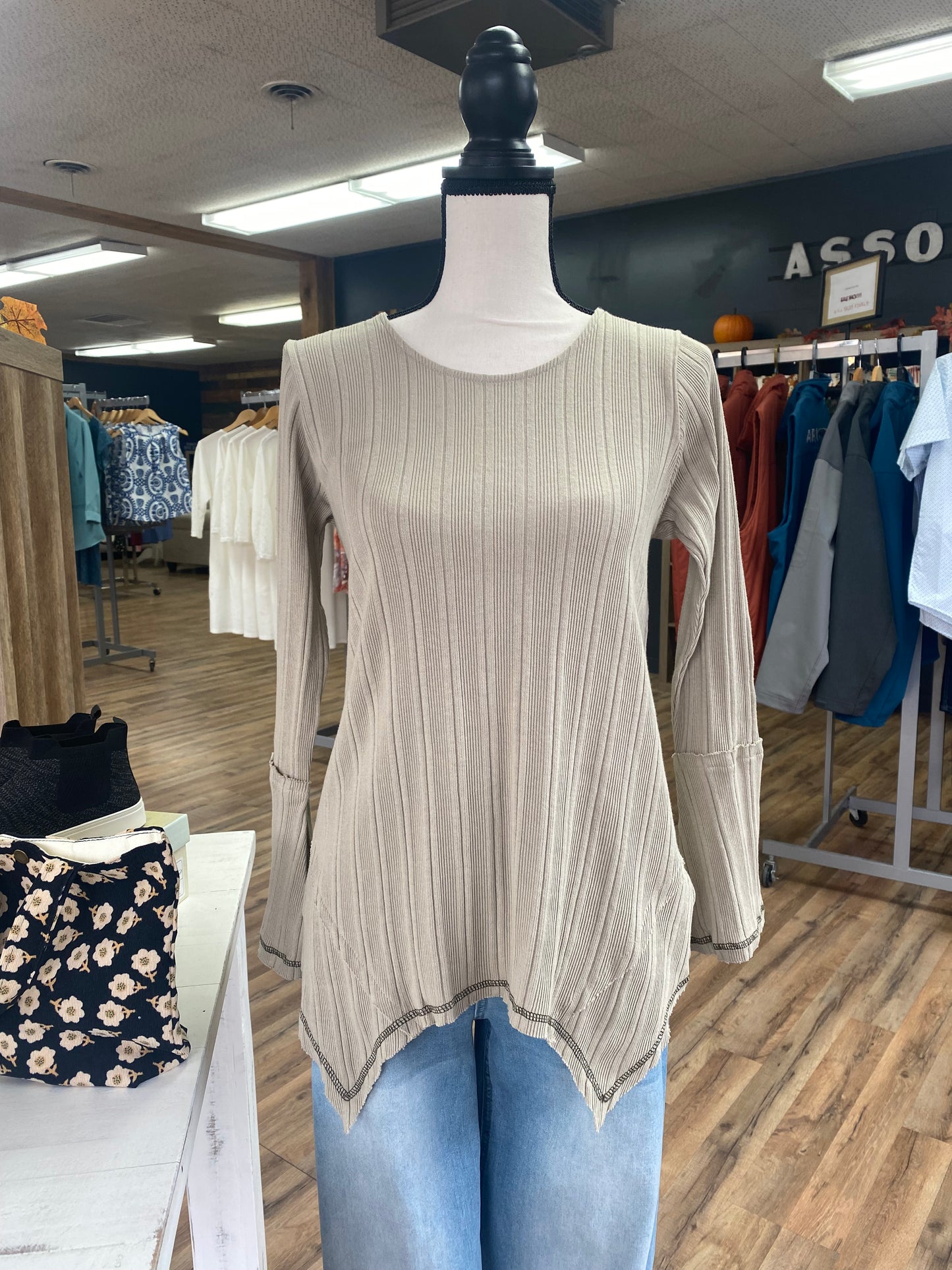 Yak & Yeti Raw Hem Ribbed Top