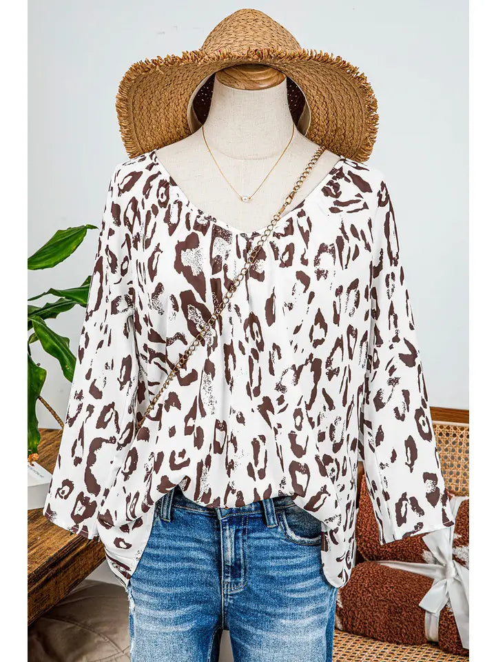 Fashion W Leopard 3/4 Sleeve Top