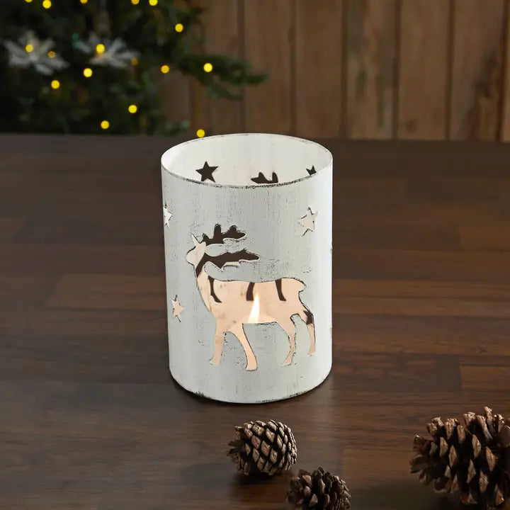 Seasons Crest Metal Reindeer Candle Holder