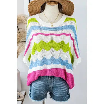 Fashion W Stripe Knit Sweater