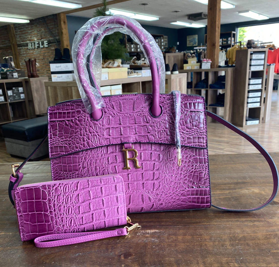 American Bee 2 in 1 Croco Handbag