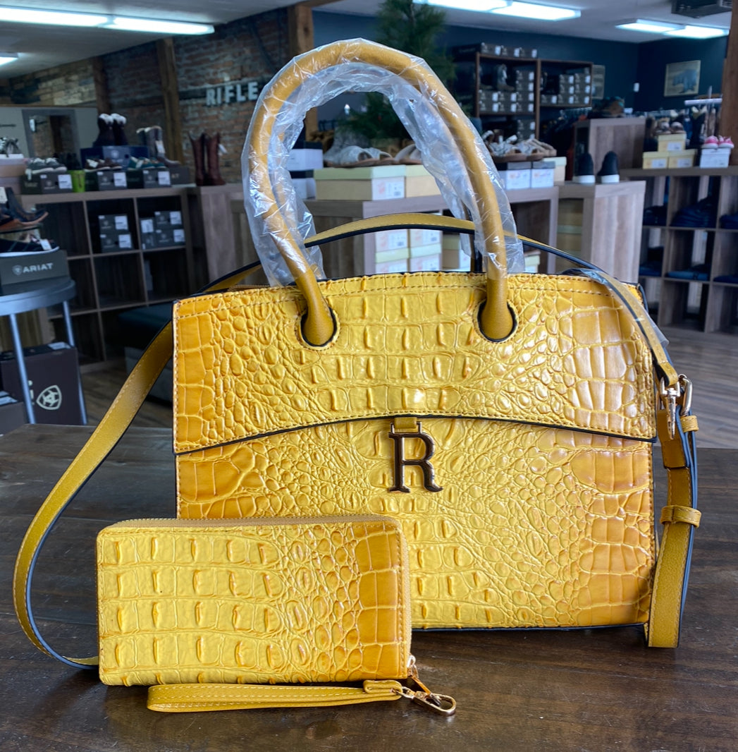 American Bee 2 in 1 Croco Handbag