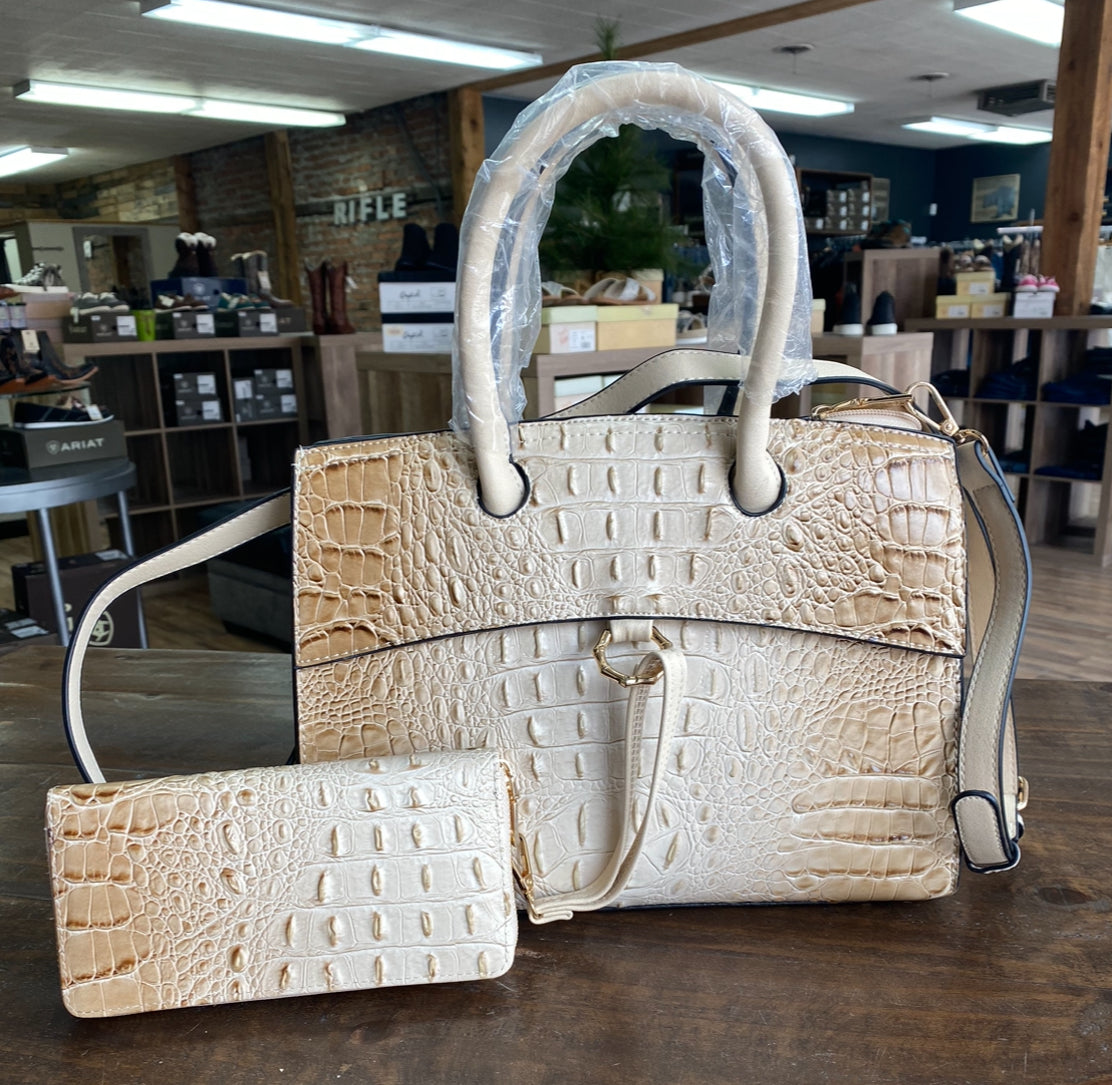 American Bee 2 in 1 Croco Handbag