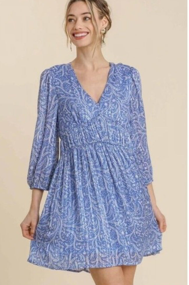 Umgee Floral V-Neck Dress