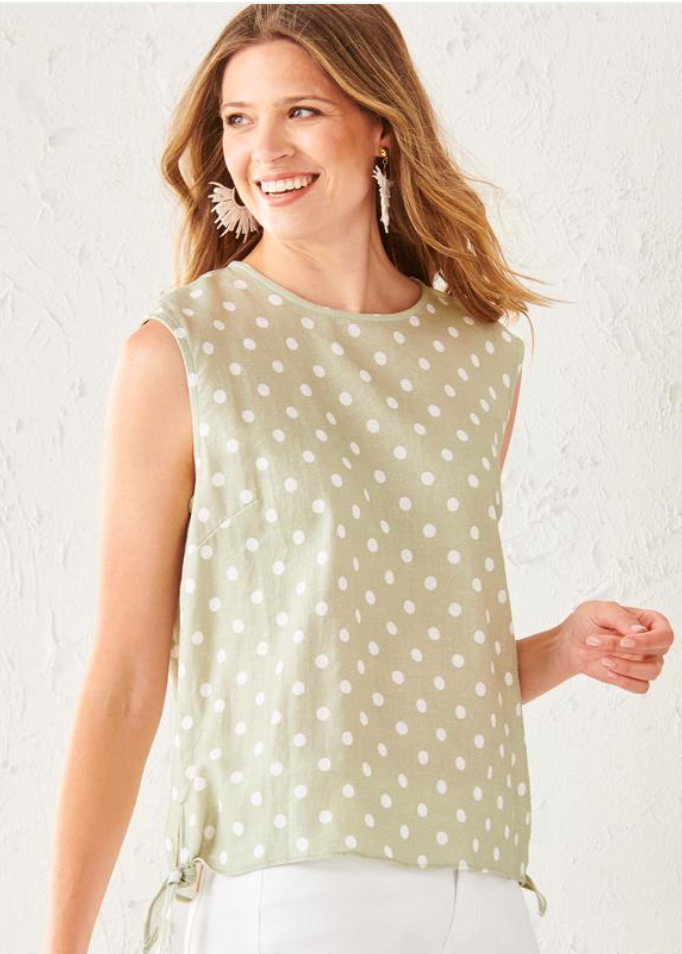 Charlie Paige Sleeveless Polka Dot Button Back Top - Whitt & Co. Clothing