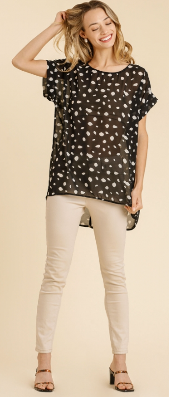 Umgee Dalmatian Print Round Neck Top - Whitt & Co. Clothing