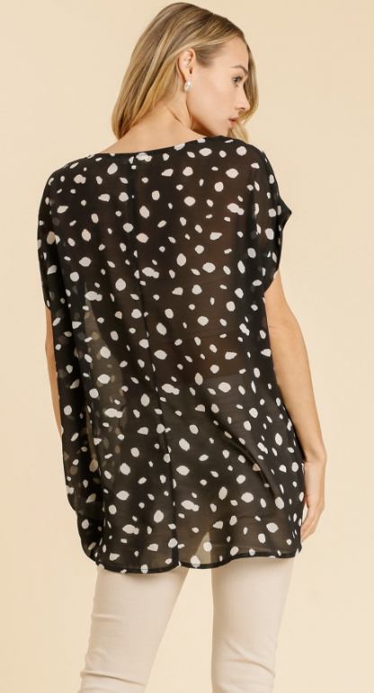 Umgee Dalmatian Print Round Neck Top - Whitt & Co. Clothing