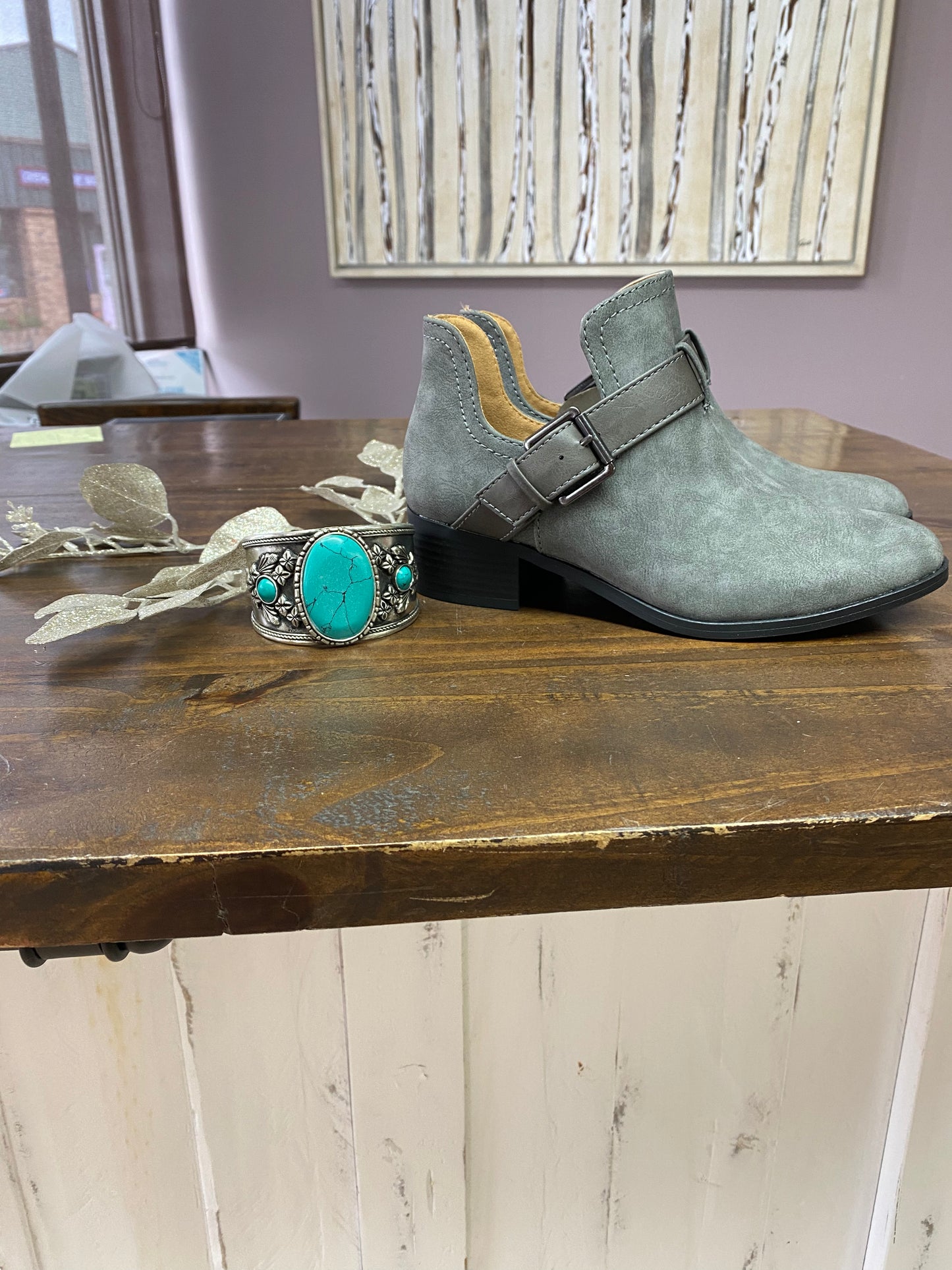 Qupid Grey Distressed Bootie - Whitt & Co. Clothing