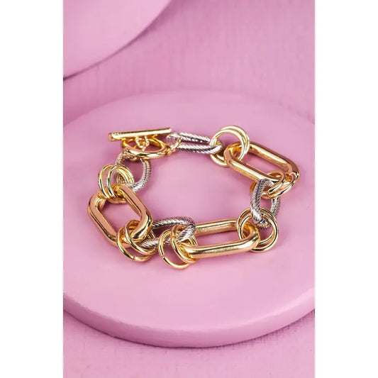 Avec Oval Link Two Tone Bracelet