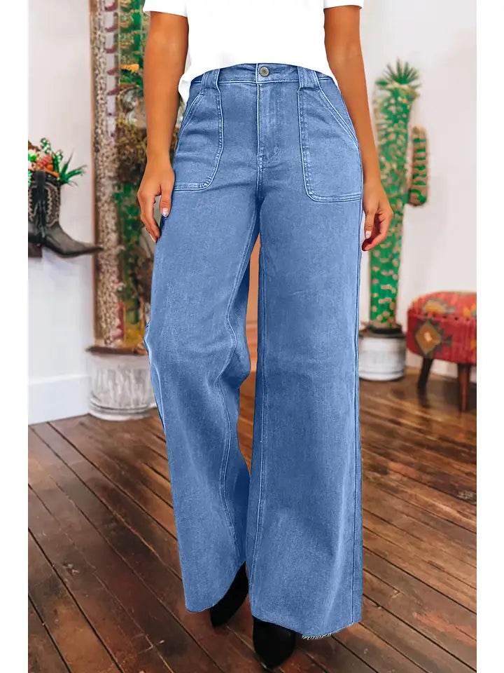 Wide Leg Raw Hem Jean