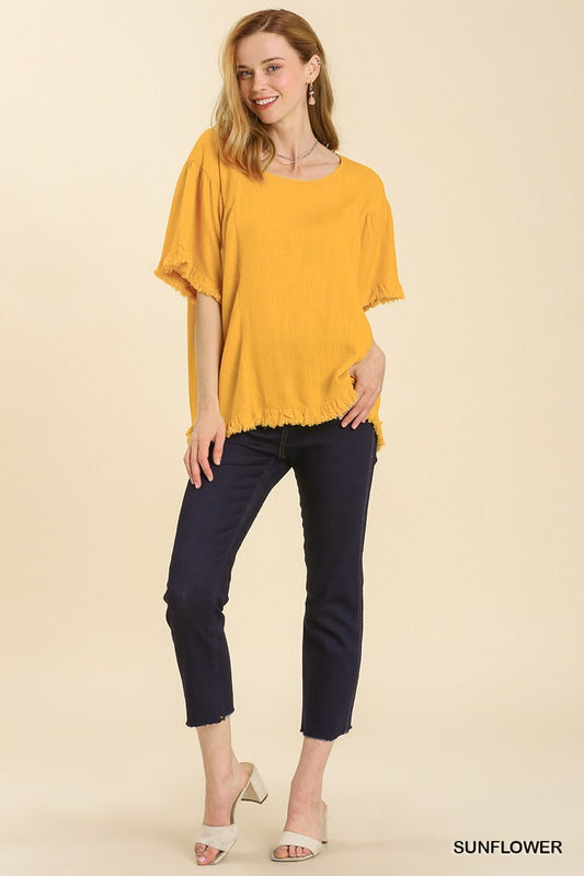 Umgee Fringe Hem Shirt