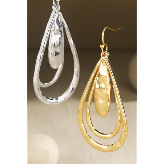Pomina Triple Layer Tear Drop Earrings
