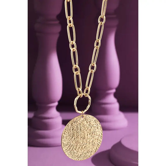 Gold Link Medallion Necklace