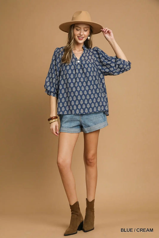 Umgee Floral Print Top