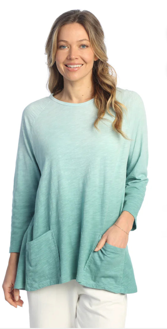 Jess & Jane Hombre Mineral Wash 3/4 Sleeve Top