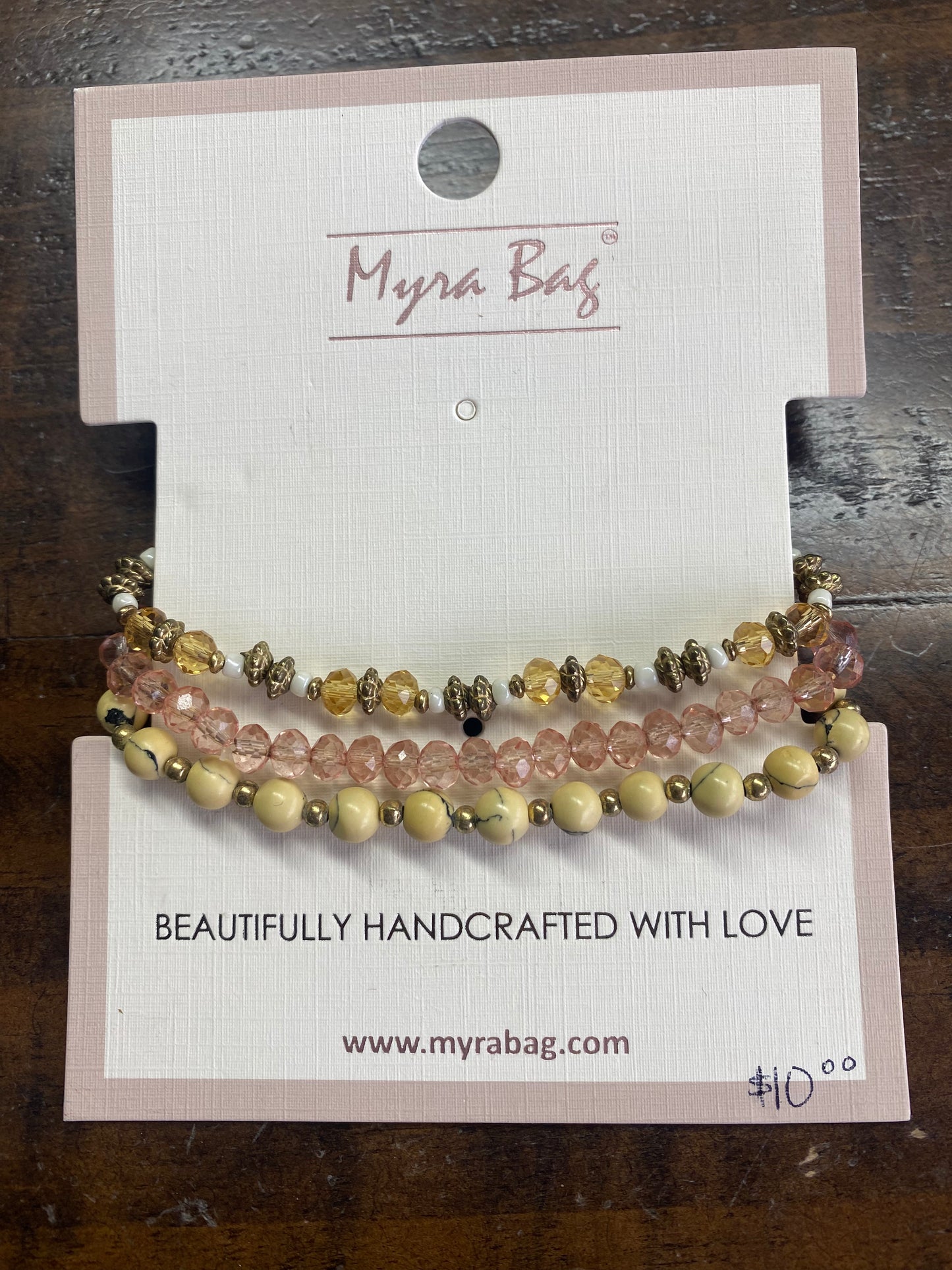 Myra Pink Heart Bead Bracelet Set