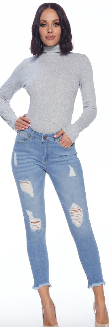 Blue Age Denim Destroyed Jeans with Fray Hem - Whitt & Co. Clothing