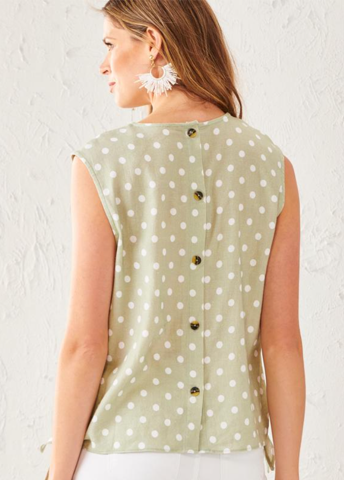 Charlie Paige Sleeveless Polka Dot Button Back Top - Whitt & Co. Clothing