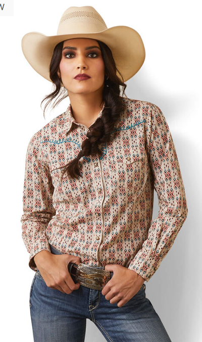 Ariat Women’s R.E.A.L. Snap Long Sleeve Cimmaron Printed Daley - Whitt & Co. Clothing