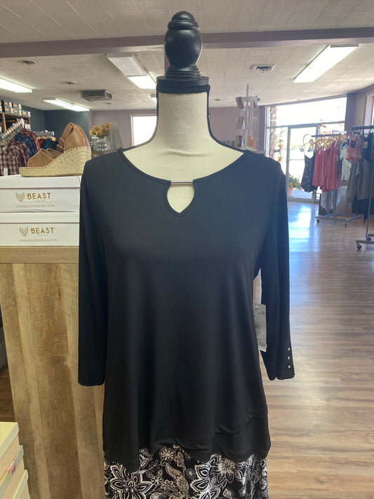 Southern Lady Black 3/4 Sleeve Top - Whitt & Co. Clothing