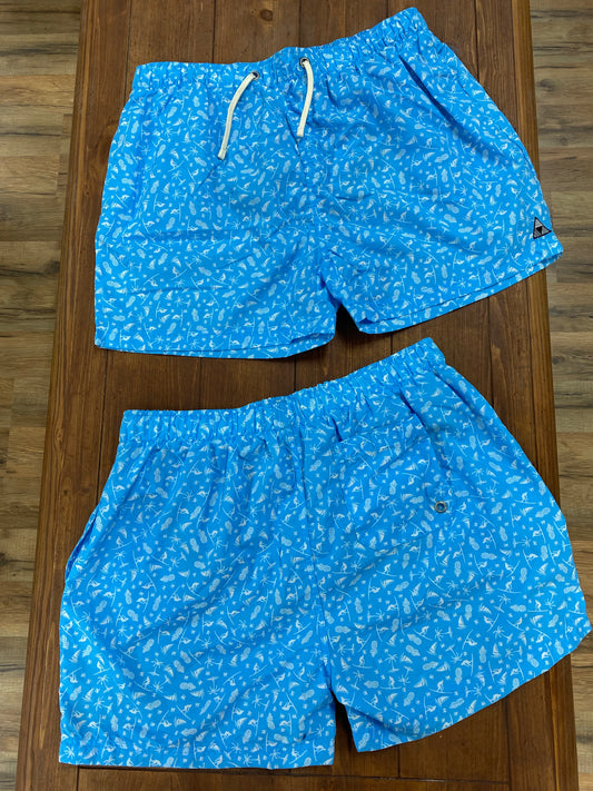 Olgyn Men’s Patterned Light Blue Swim Shorts - Whitt & Co. Clothing